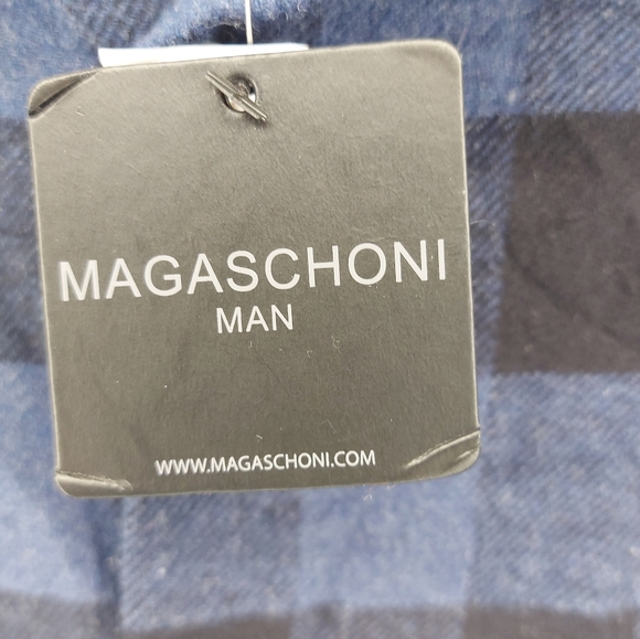 Magaschoni Buffalo Check Flannel Cotton Shirt Blue and Black Size  XL - Picture 5 of 7
